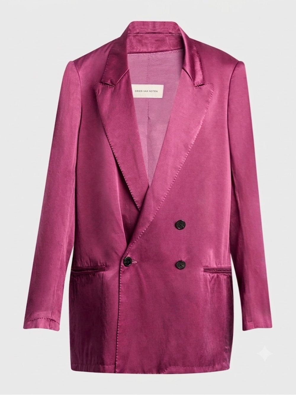 Dries Van Noten Blink Double Breasted Oversize Twill Jacket Raspberry Medium NWT